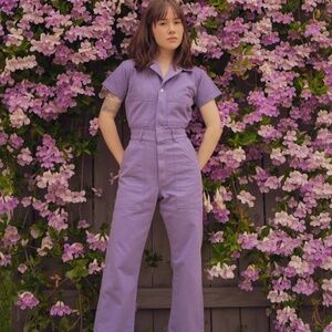 Big Bud Press Lavender Petite Short Sleeve Jumpsuit 1XL